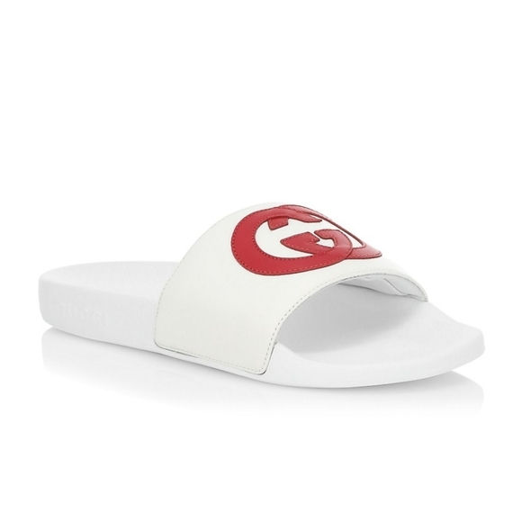 GUCCI Pursuit interlocking GG Logo Slide Sandals, white/red. Brand new in box - Picture 6 of 12